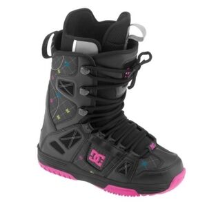DC Black/Pink Snowboard Boots with Colorful LOGO, Size 8.5, Good Used Condition